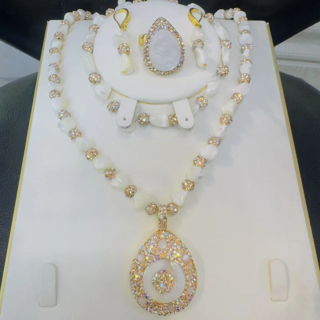 铜合金项链 3096号新款长款项链配饰白色饰品吊坠耳环戒指手链