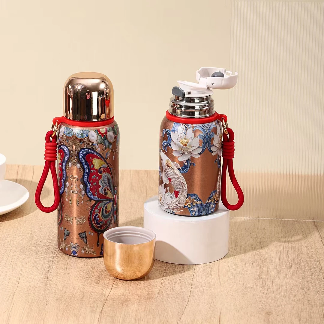 复古国风316不锈钢保温杯高颜值大容量便携户外运动水杯吸管杯