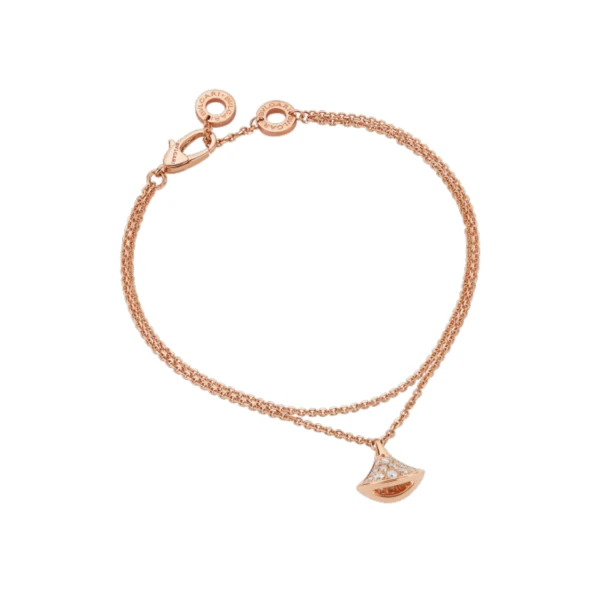 99新 BVLGARI/宝格丽 宝格丽18k金满钻裙子扇子手链SM码