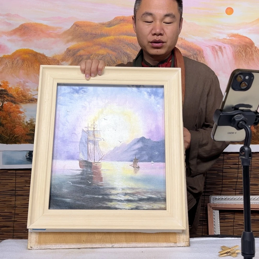 油画行路人小院绘画作品竞拍