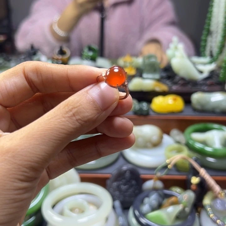 银S925镶嵌南红玛瑙戒指