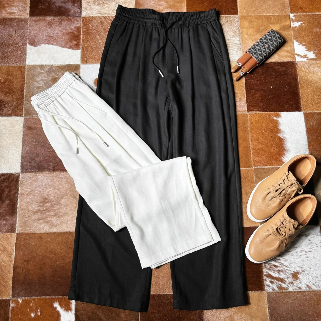 <清新舒爽> 男士新款亲肤透气松紧腰天丝亚麻休闲裤9008