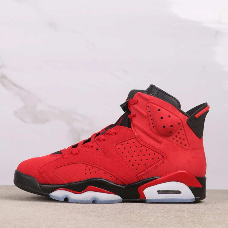 aj6高帮愤怒的公牛男鞋冬季篮球运动鞋男子休闲透气红色跑步百搭