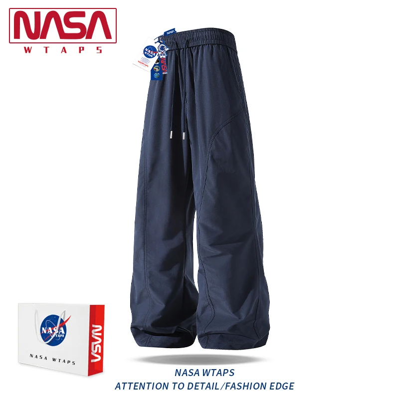 NASA WTAPS美式微喇休闲裤男秋季新款纯色直筒裤子潮牌宽松运动裤