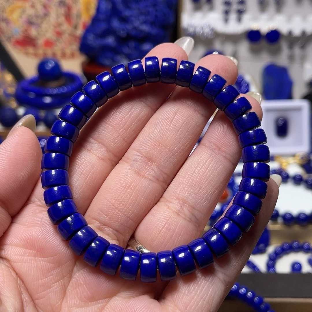 绝***片青金石未镶嵌8mm精工药片手串