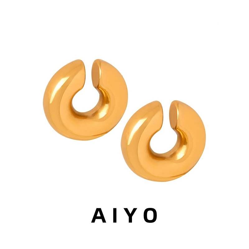 AIYO/设计感时尚百搭法式简约金色耳夹