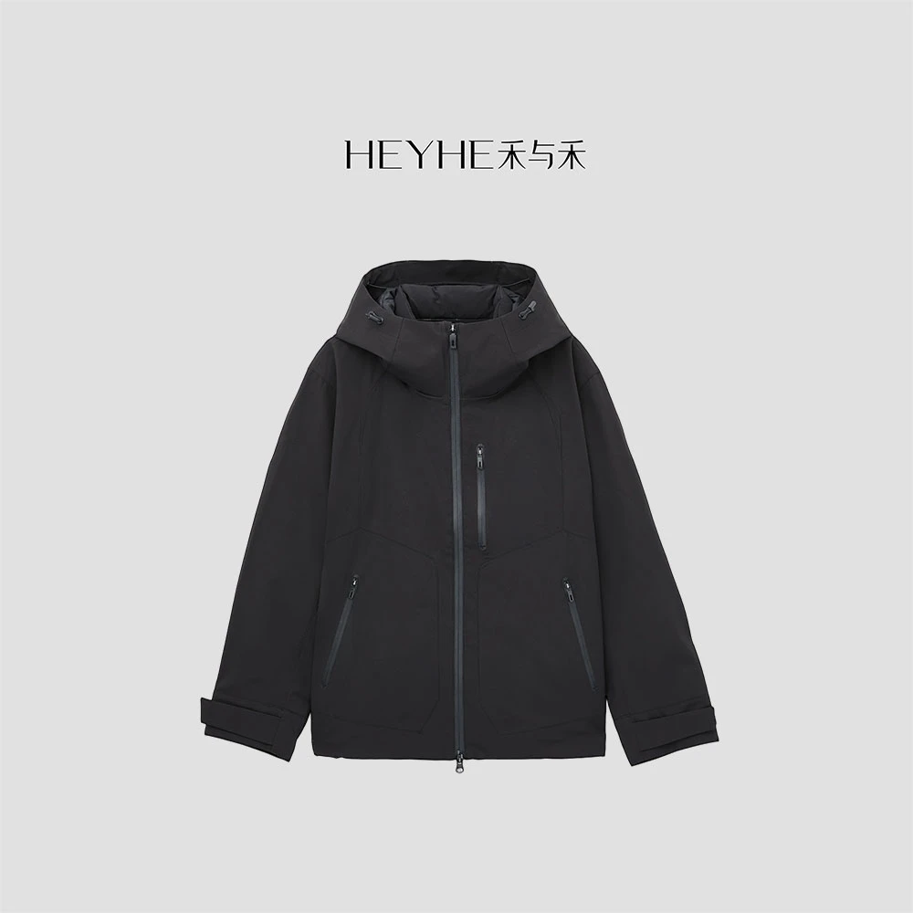 小禾男装【叠变】90白鹅绒轻薄防风户外连帽夹克休闲三合一冲锋衣