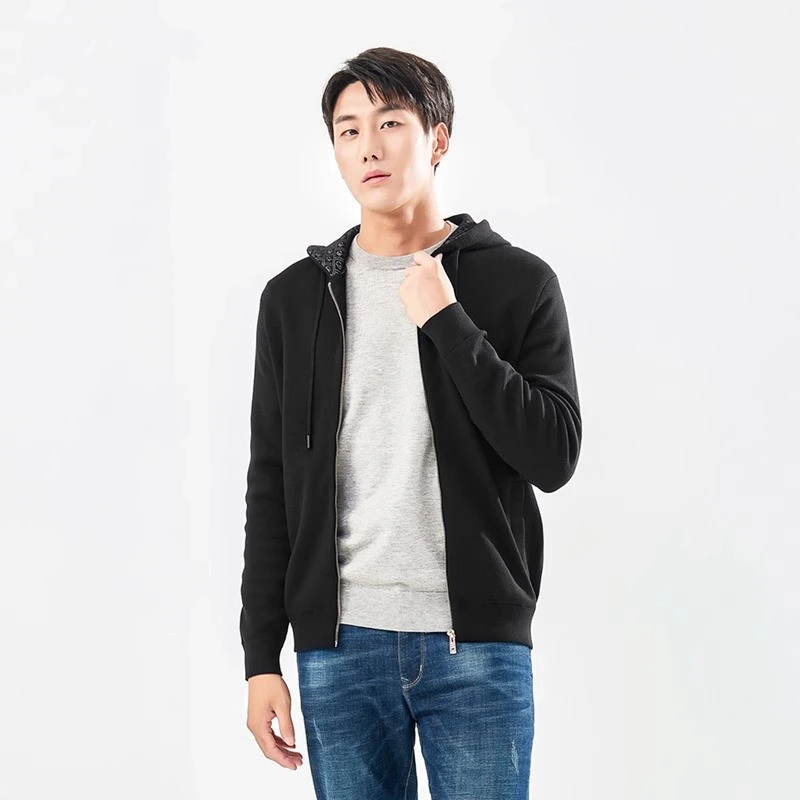 男士秋冬季外套加厚针织开衫休闲宽松连帽拉链夹克GD125
