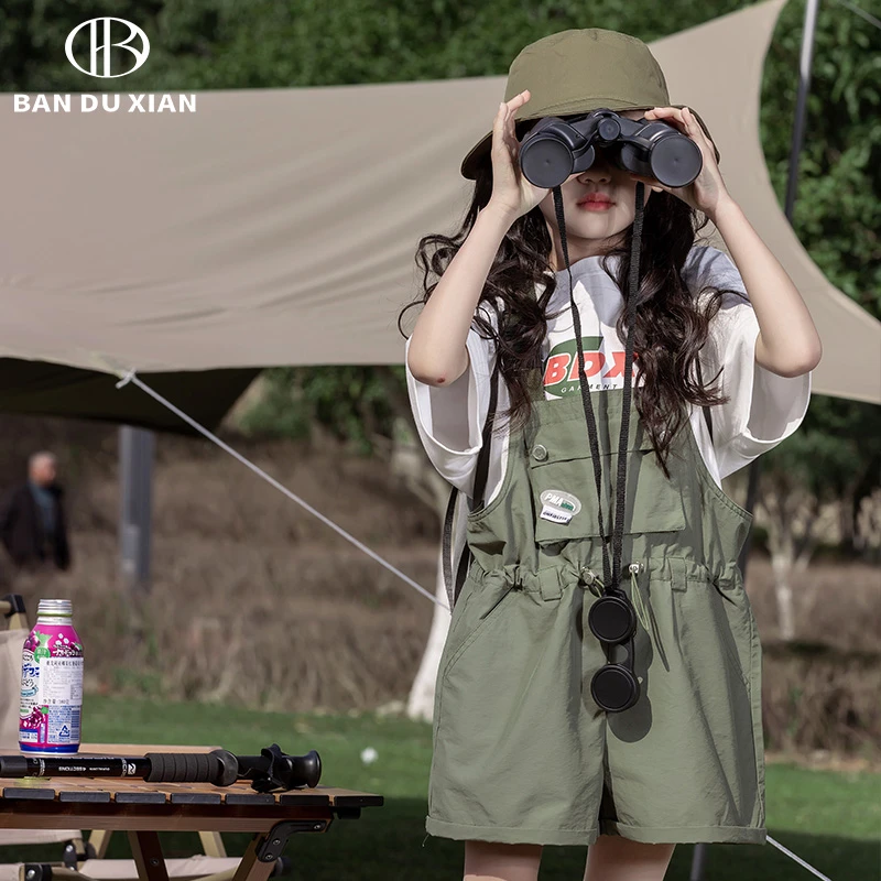 亲子女童夏装背带裤套装洋气中大童2025新款儿童装夏季休闲两件套