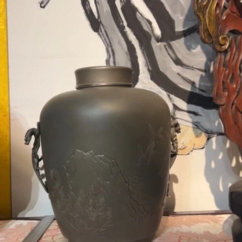 蜜安罐瓷香炉锡茶则