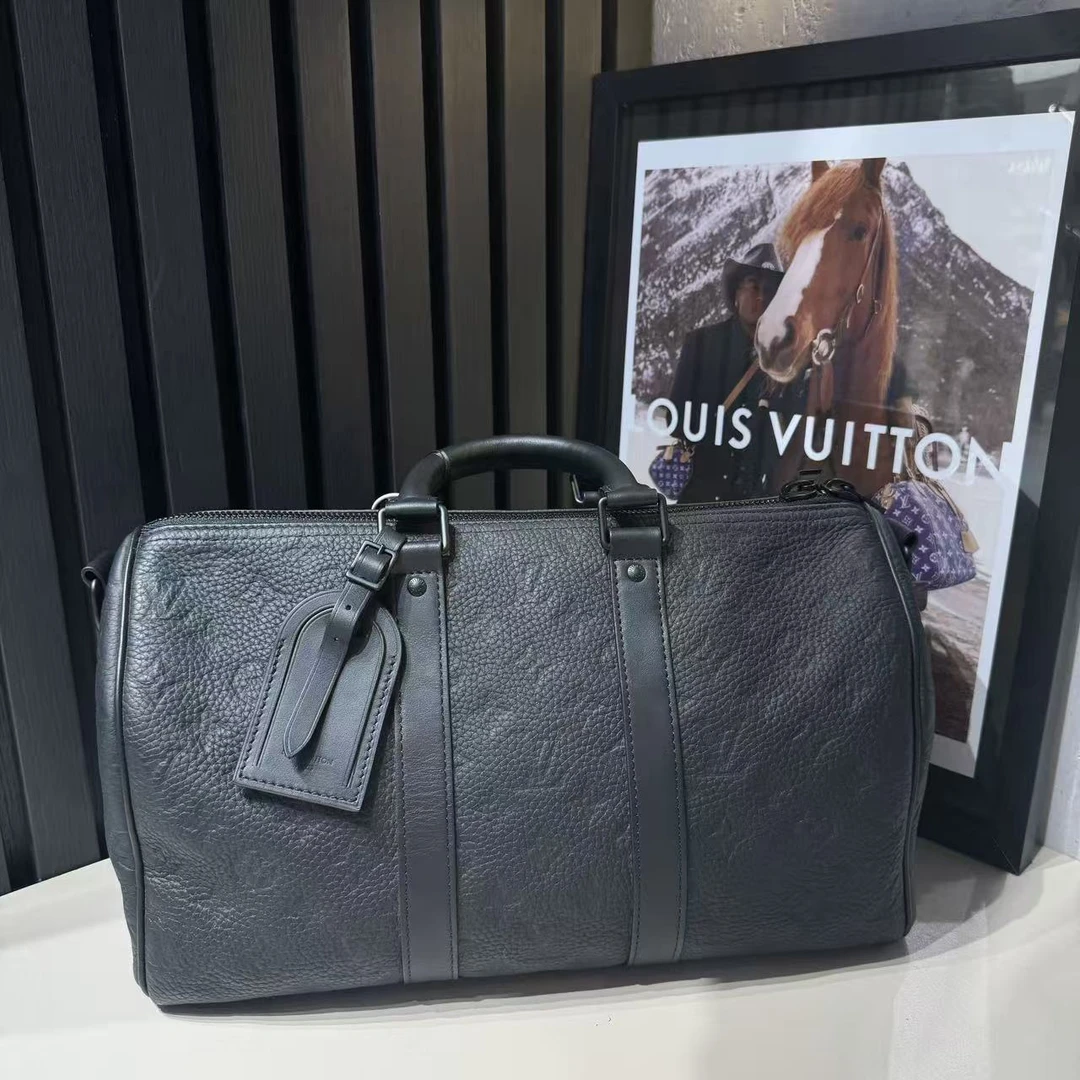 95新 LouisVuitton/路易威登 98新压纹牛皮keepall35包 30926805