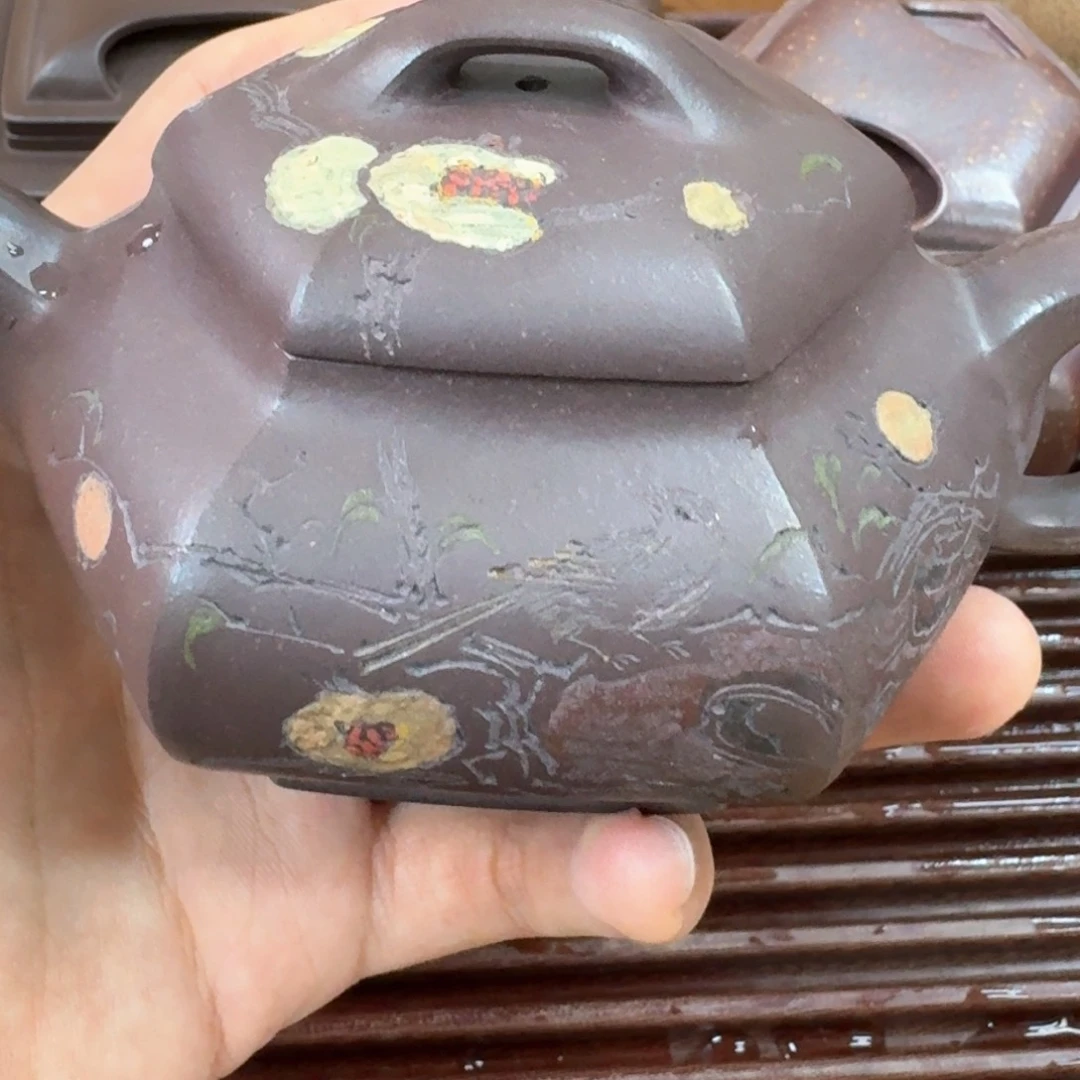 紫砂茶壶紫砂壶六方合欢200cc