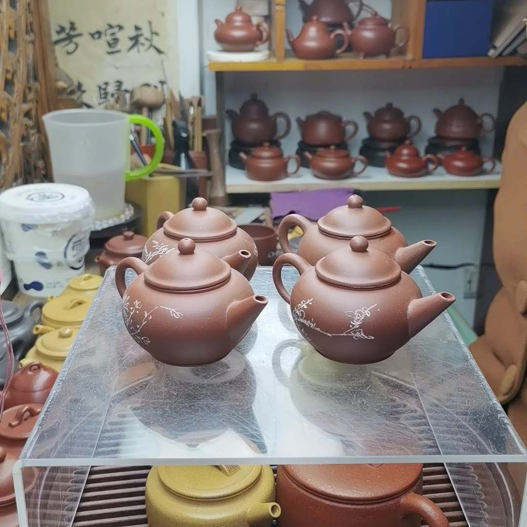 方***兄茶壶紫砂老清水泥，水平壶，150CC容量