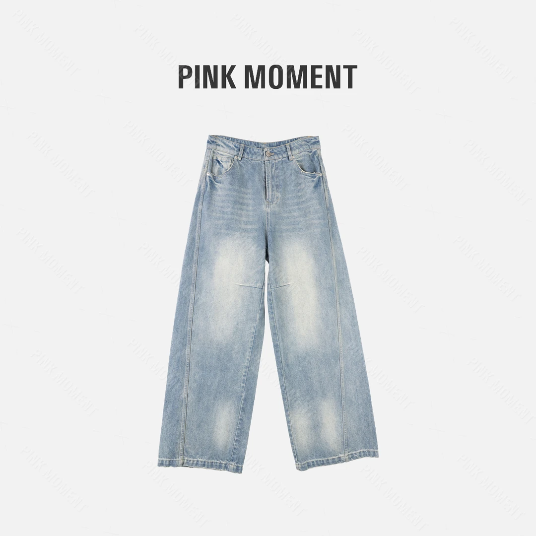 PM王囡囡 美式复古水洗阔腿牛仔裤 ND1A0113