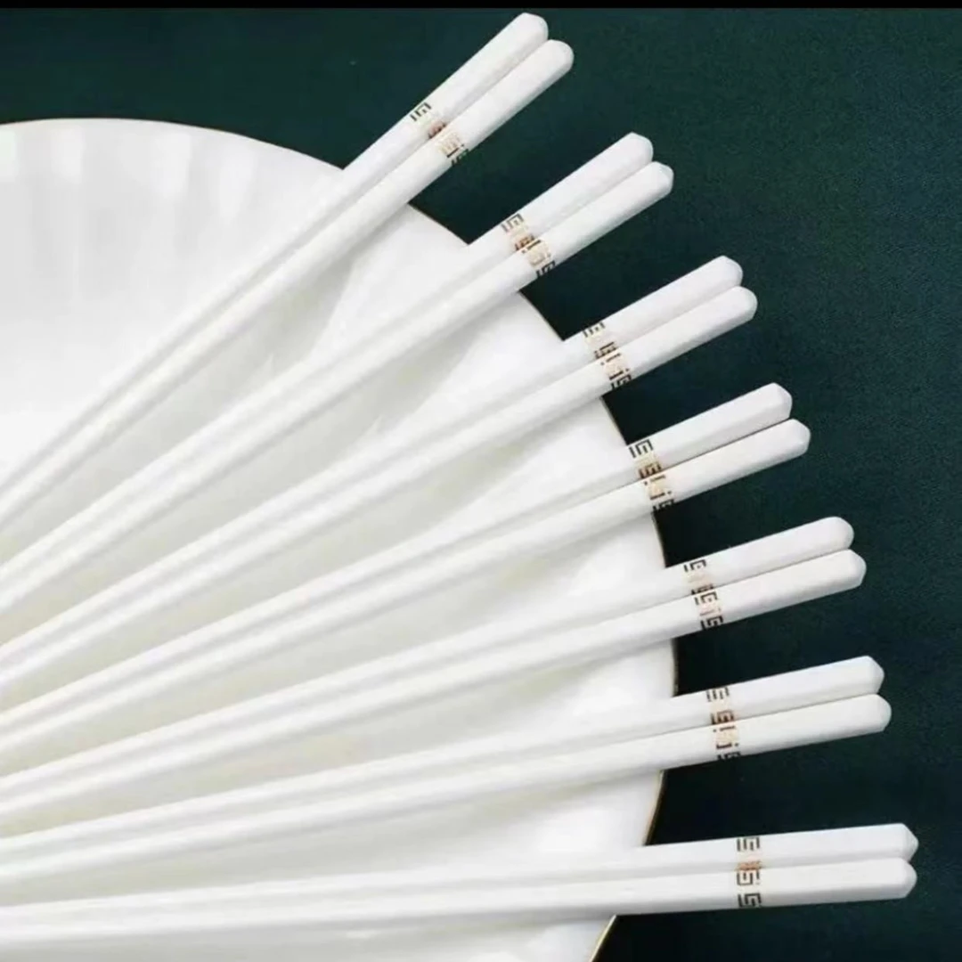 【10双装】景德镇轻奢骨瓷筷子防霉高档高温陶瓷筷子家用防滑耐高温