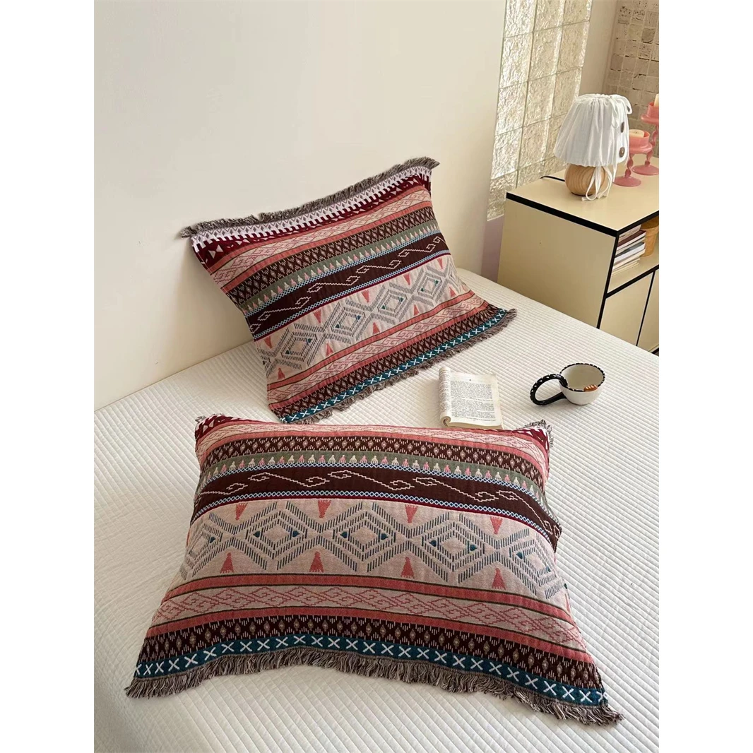 【超级红】全棉纱布流苏枕巾