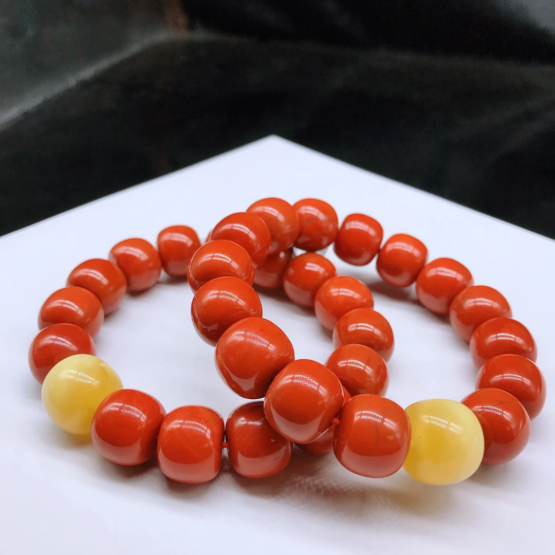 【领源】南红瓦西DIY气质百搭老型单圈手串14mm（多样式发其一）