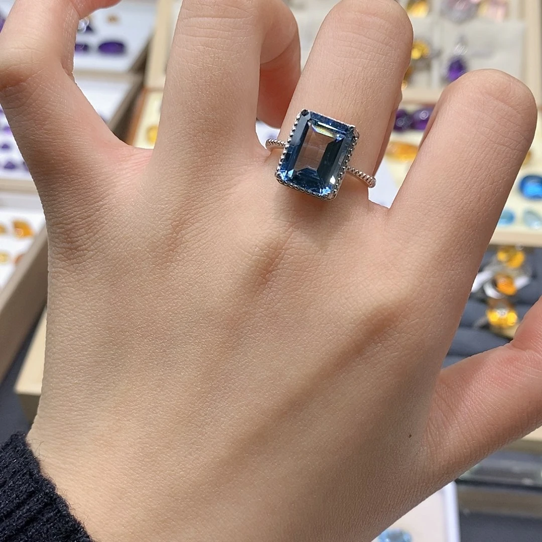 天然托帕石戒指托帕石银S925镶嵌天然托帕石戒指x