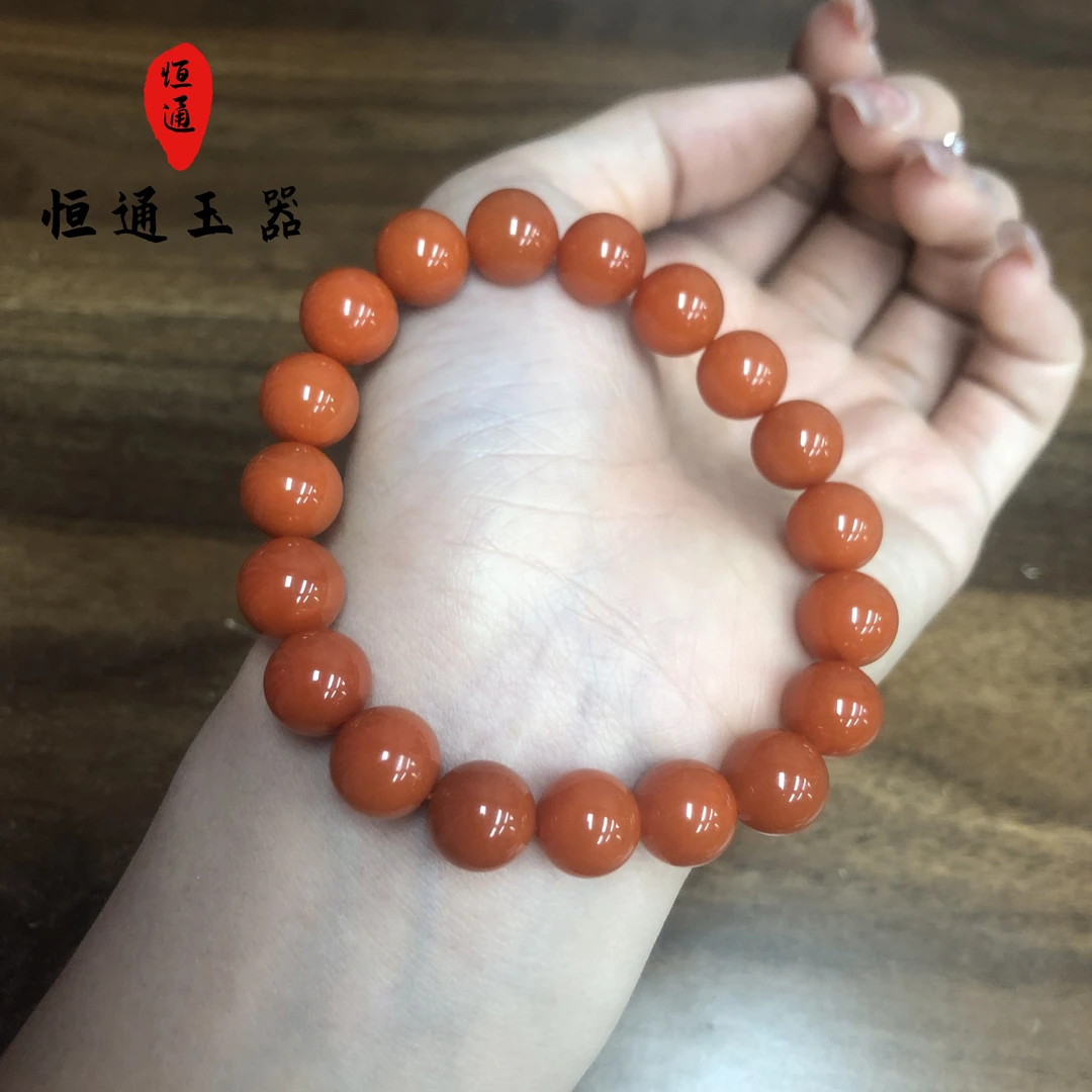 天然南红满色满肉单圈手串尺寸约9-10mm  yx 1680