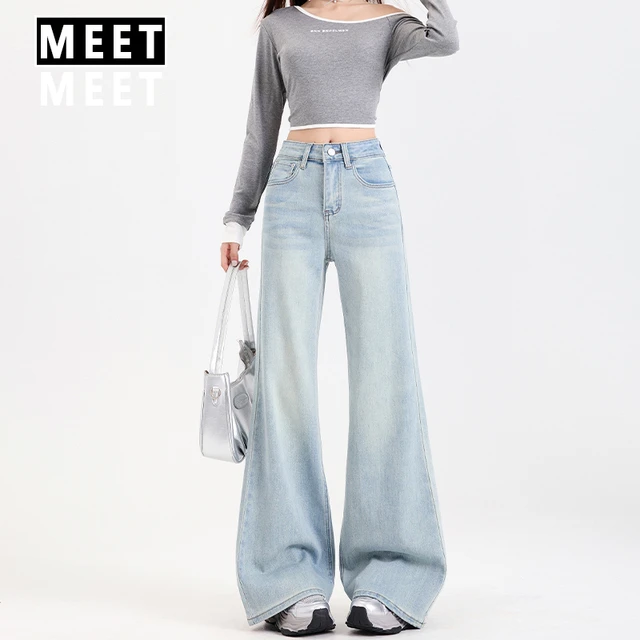 复古高腰不贴腿弹力微喇叭牛仔裤女2025新款修身显瘦拖地马蹄长裤