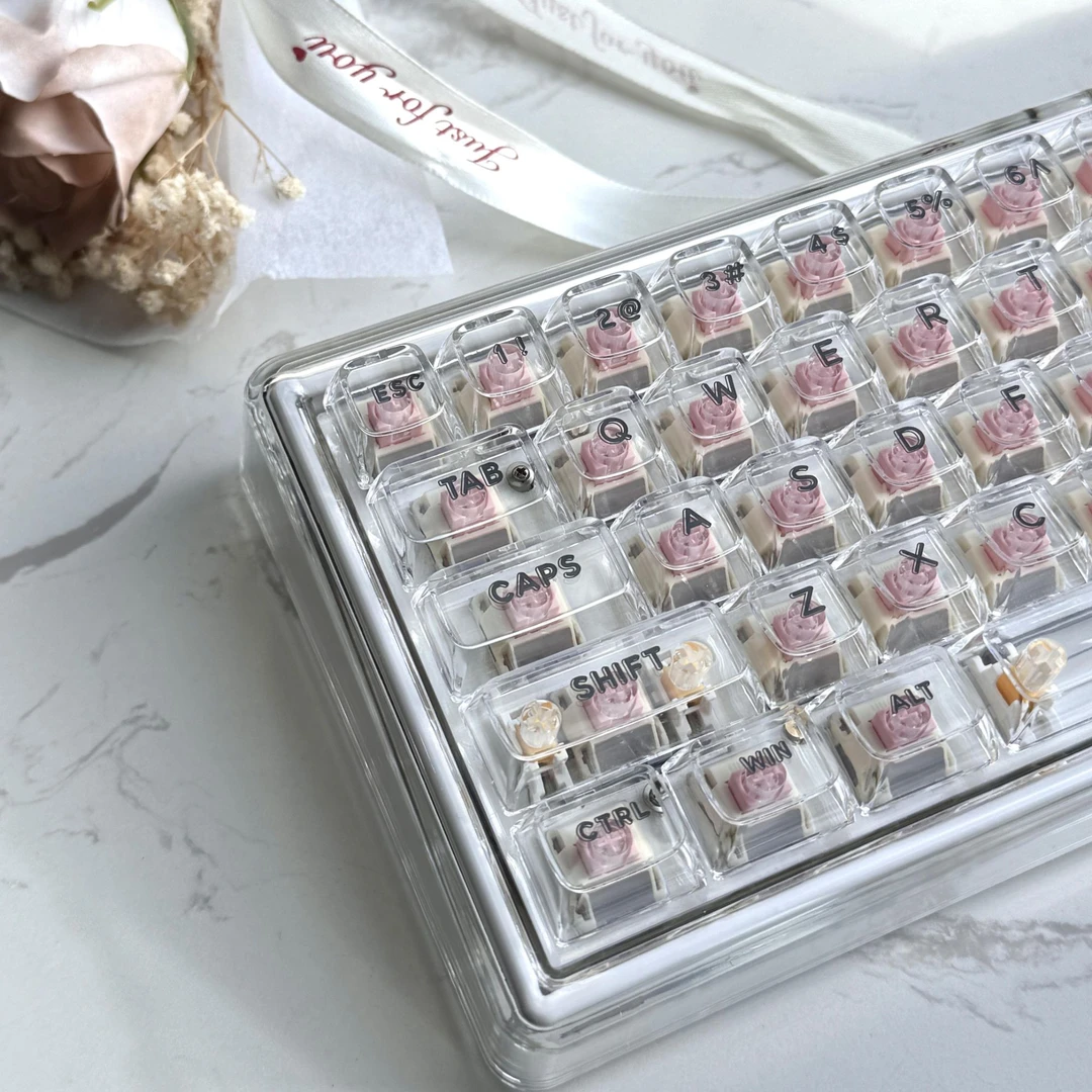Ainbell机械透明键盘推荐Base68游戏办公键盘女生礼物纯白客制化