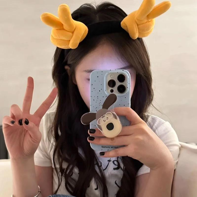 【店铺热销】创意搞怪大拇指发箍比心个性卡通剪刀手秋冬毛绒拍照