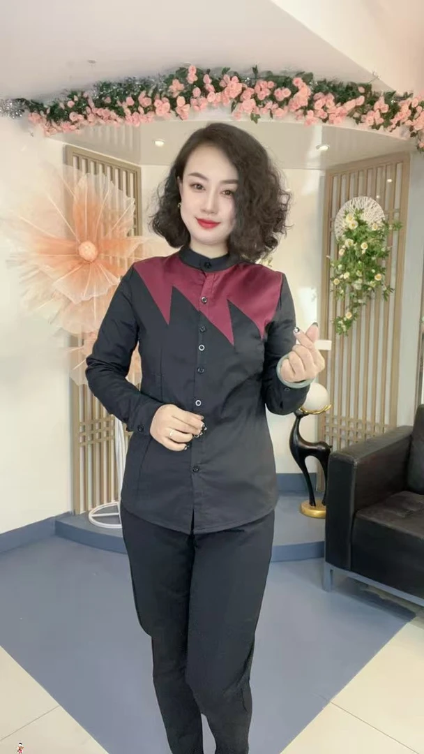 【秋冬加绒】时尚设计感修身显瘦拼接撞色气质感圆领长袖衬K衫5108