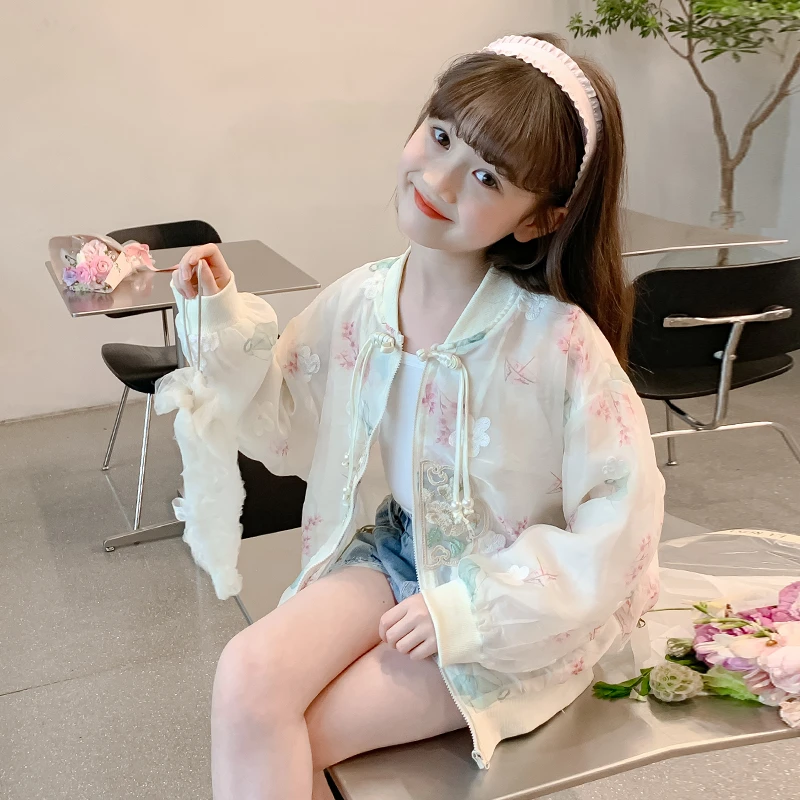 女童夏装防晒衣外套2025新款洋气薄款夏季时髦大童中式国风儿童装