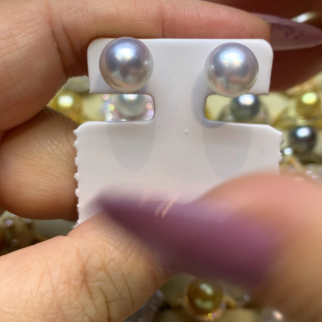 银S925镶嵌耳饰海水珍珠