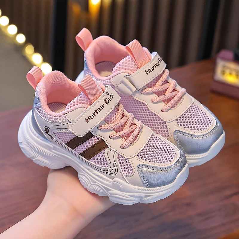 女童运动鞋夏款透气儿童鞋2024夏季新款男童单网鞋女孩软底老爹鞋