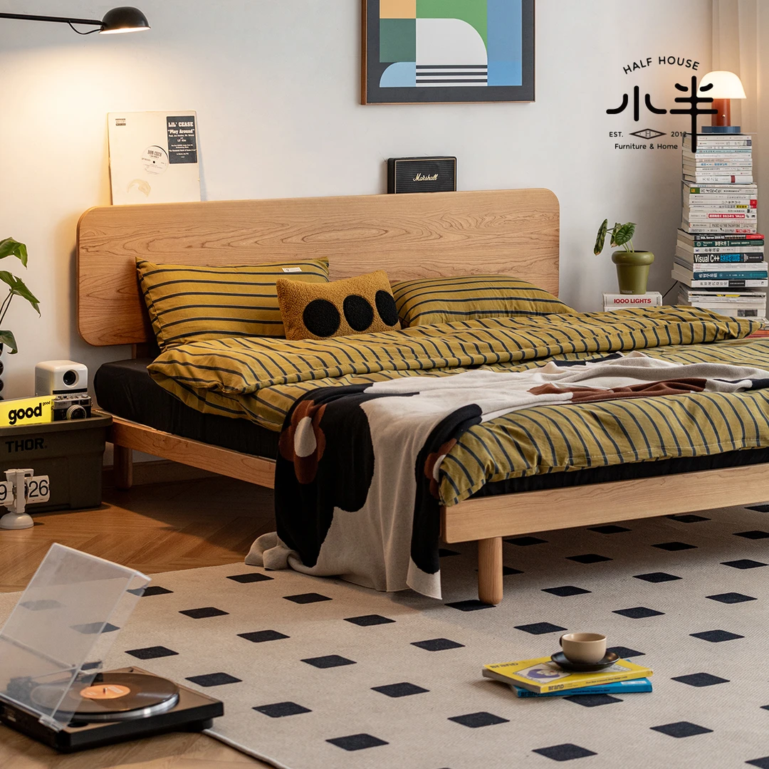 【小屿实木床】出乎小半北欧简约家用实木床1.5m1米8双人主卧