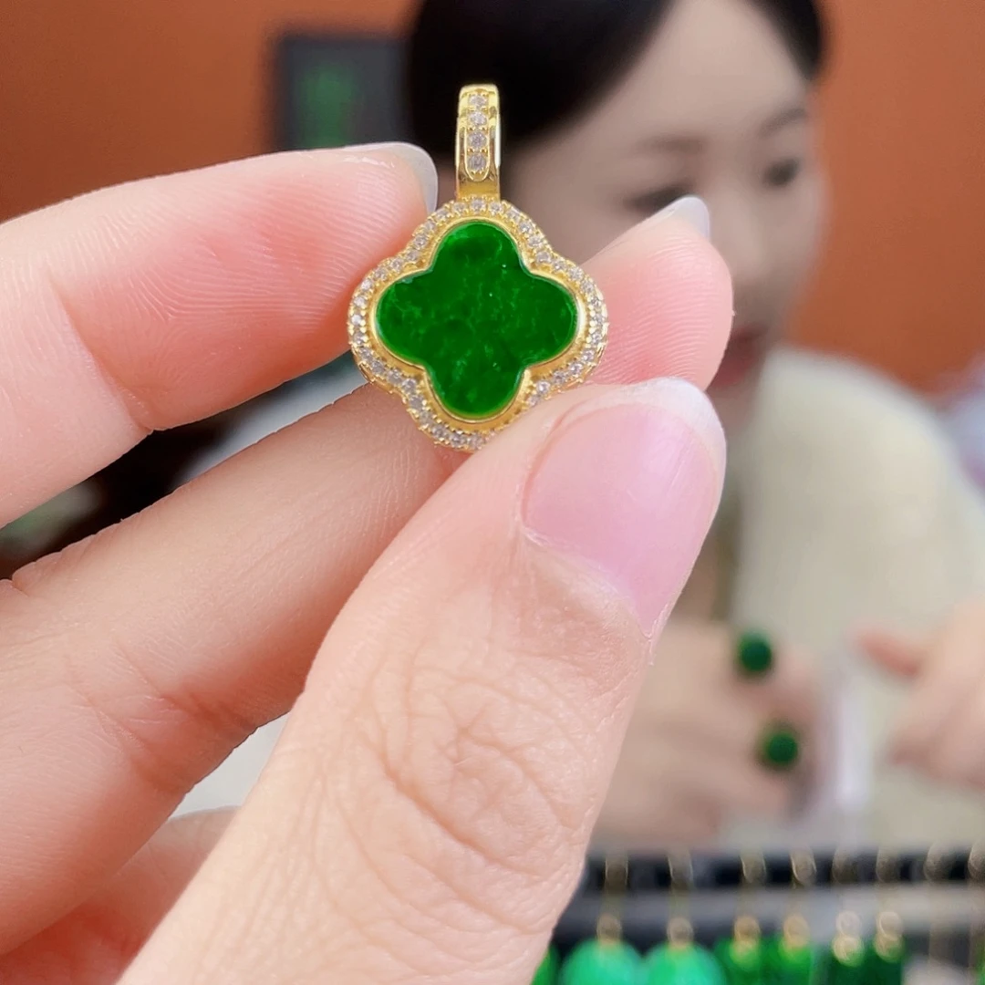 翡翠银S925镶嵌耳饰