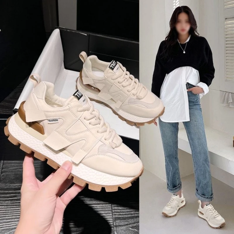 阿甘鞋女鞋子2025新款春秋季厚底百搭