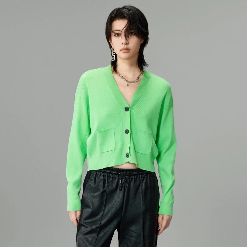 UTI新款浅绿色小清新开襟针织衫女温柔休闲毛衫上衣春季新款