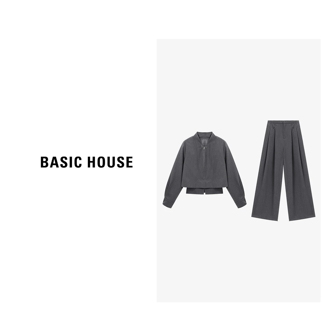 Basic House/百家好秋季时尚轻熟优雅假两件简约套装-B0625B5NFL2