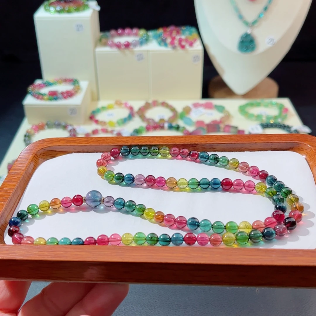 碧玺手串18K金镶嵌手串