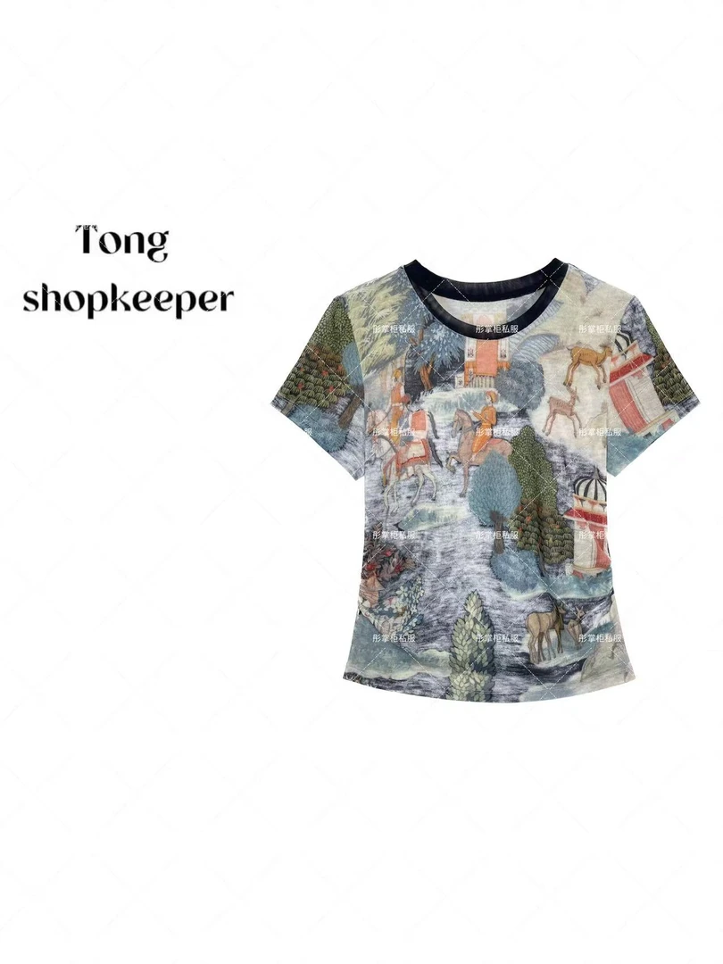 QJ/彤掌柜1682077 夏季2025定制秀款扎染艺术画显瘦减龄防晒上衣