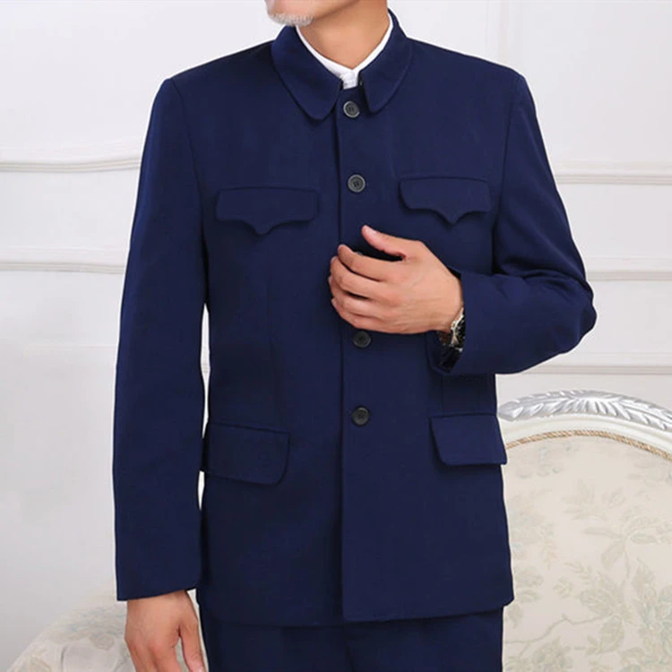 男士中老年中山装男单上衣爸爸中山服外套男装春秋装老年西服翻领