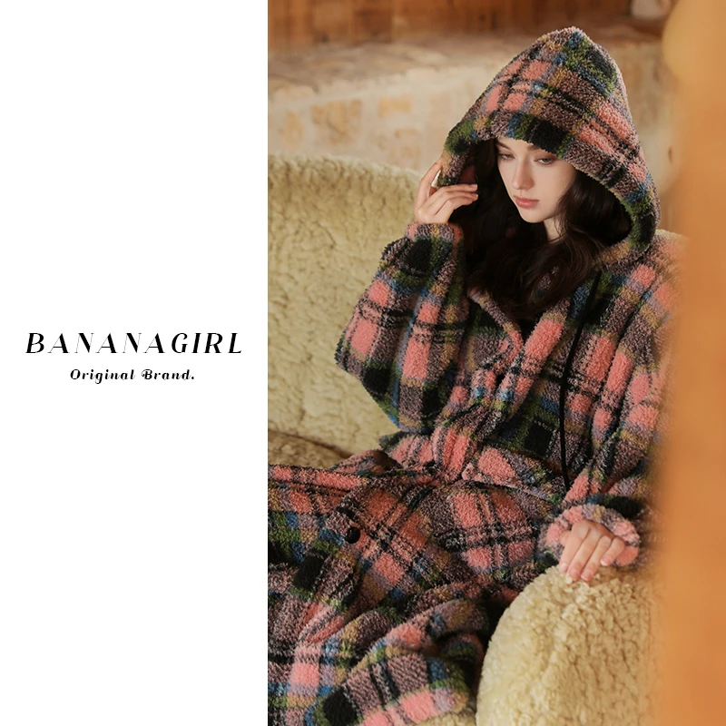Bananagirl【暮秋晚风】睡衣女秋冬连帽睡袍循环蓄温速暖家居服外穿