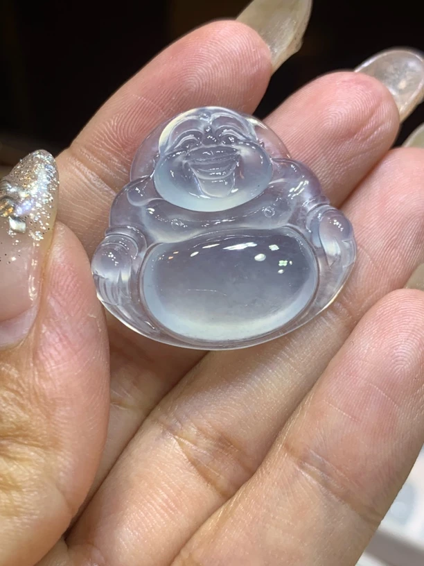 缅甸天然翡翠A货，冰蓝紫佛公，起光冰透28.5/30,2/6.1