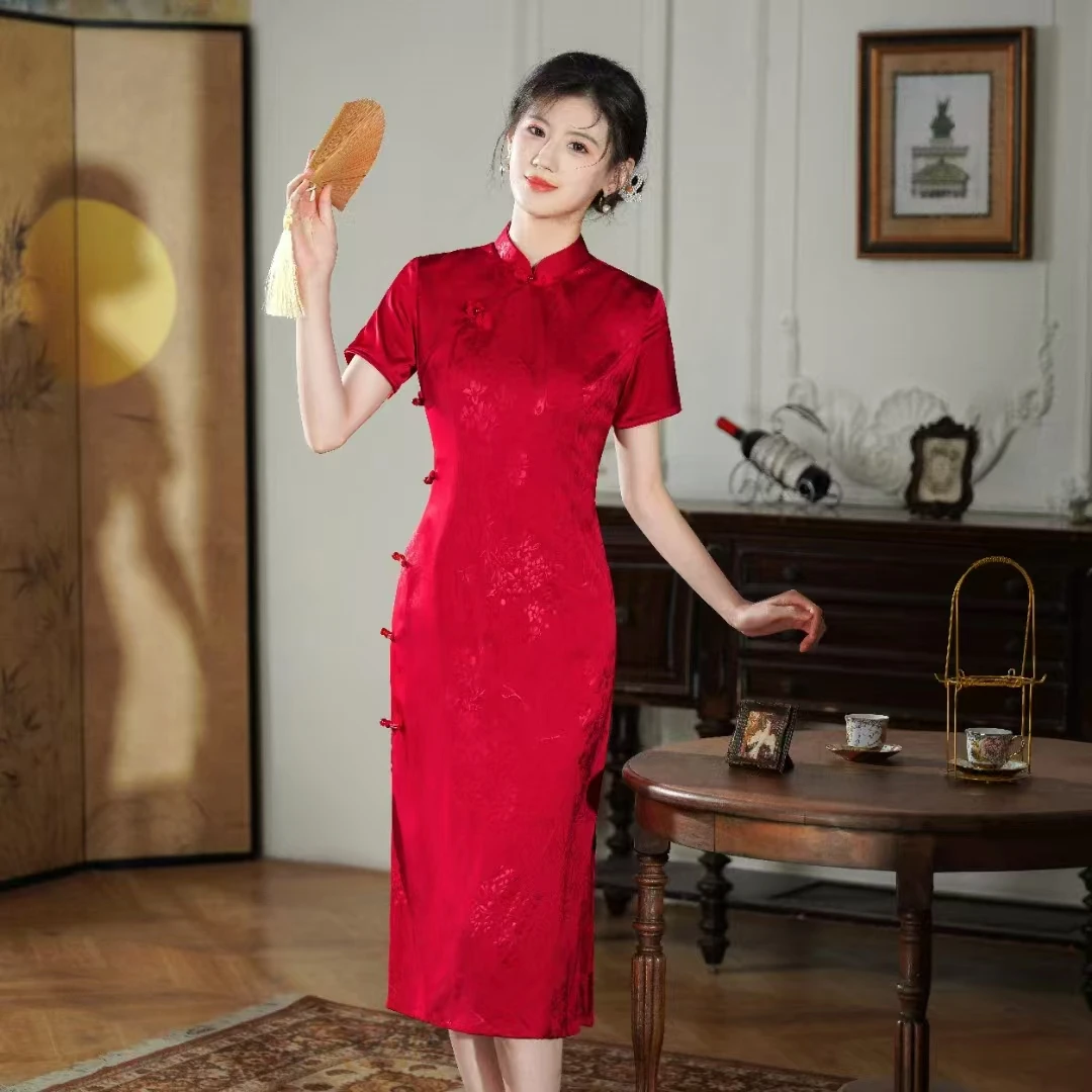 【心想事成】中国风喜庆红色送考旗袍显瘦时尚A17