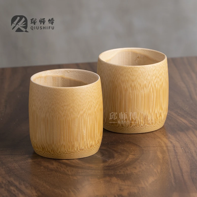 BZ001（木语）手工精品竹筒大肚杯2个（底部凹凸不平正常现象）