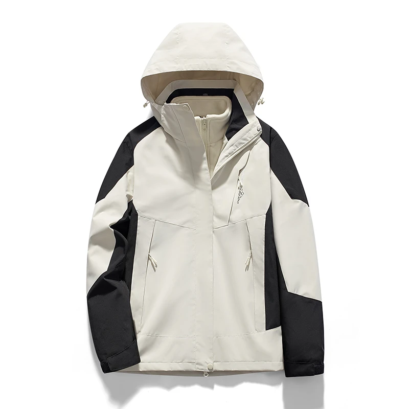 2025新款户外防风防水可拆卸内胆三合一冲锋衣男女情侣款登山保暖