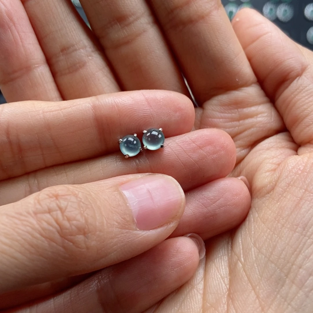 翡翠耳饰银S925镶嵌◎****◎翡翠首饰