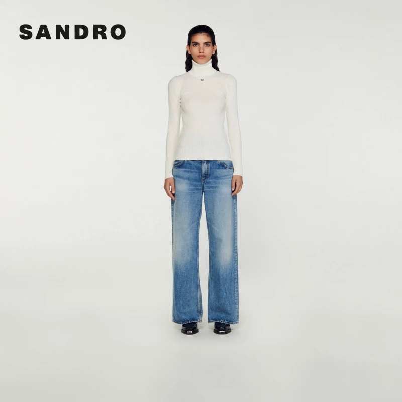 博主同款|SANDRO女装休闲气质简约高领针织打底SFPPU02045