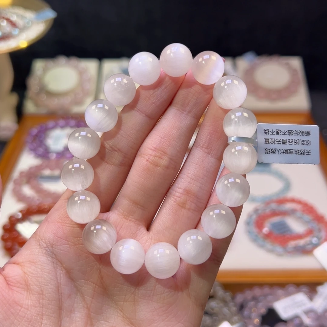 水晶手串未镶嵌12m祖宗级猫眼白兔毛