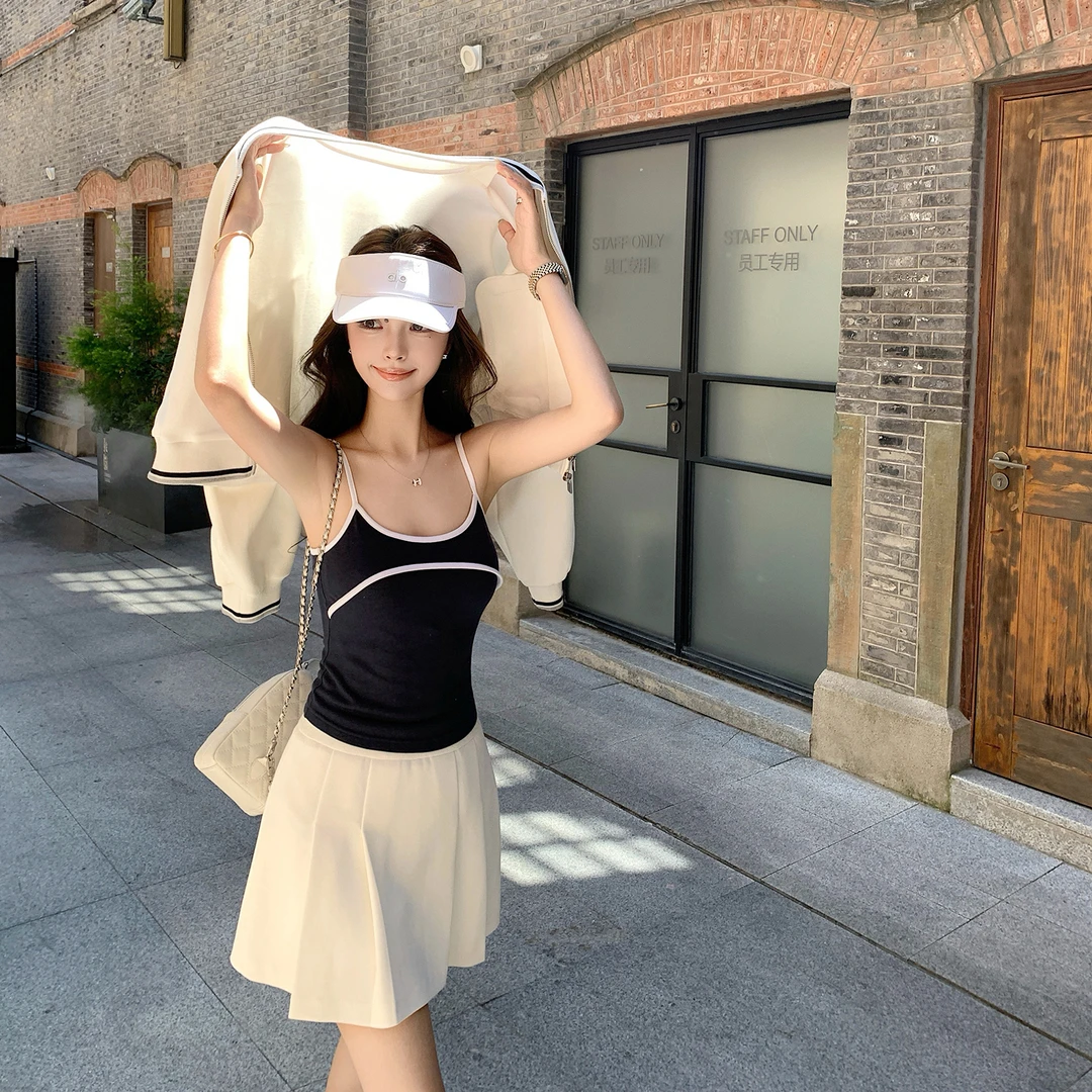 Lilylikes"盐系辣妹"羊毛莱赛尔莫代尔 miu感复古撞色细吊带