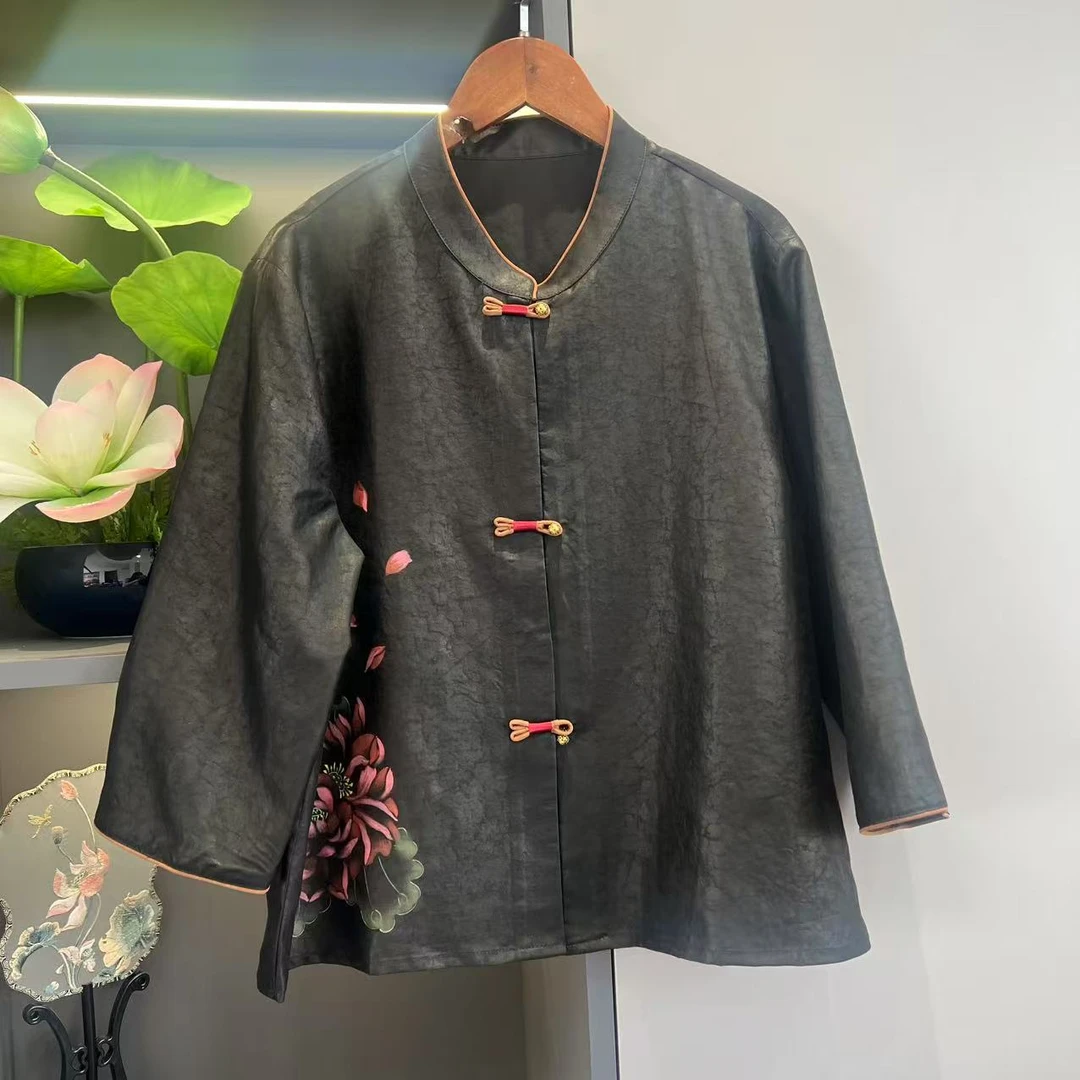 【手绘粉花】新中式国风开衫外套上衣5017