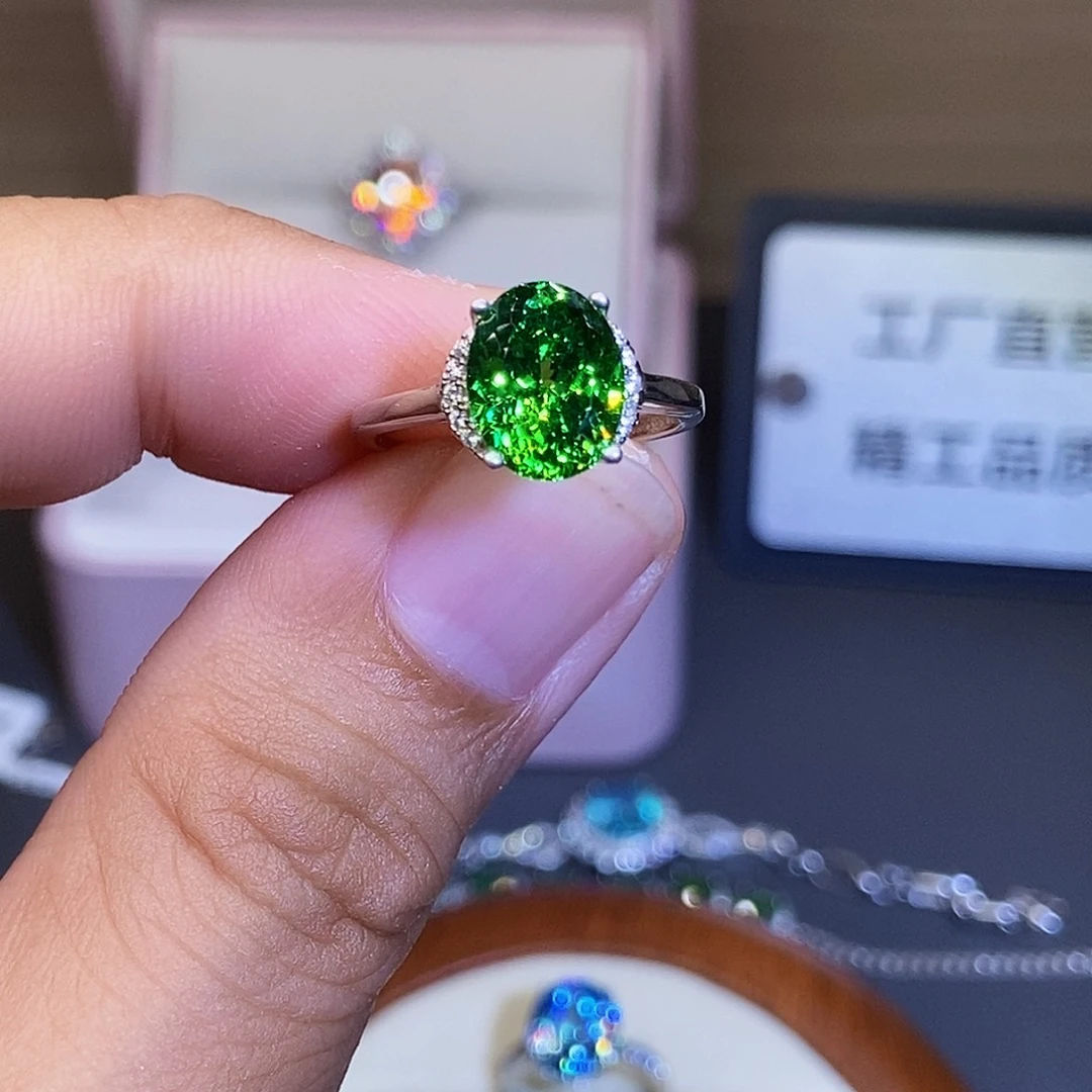 碧玺戒指银S925镶嵌