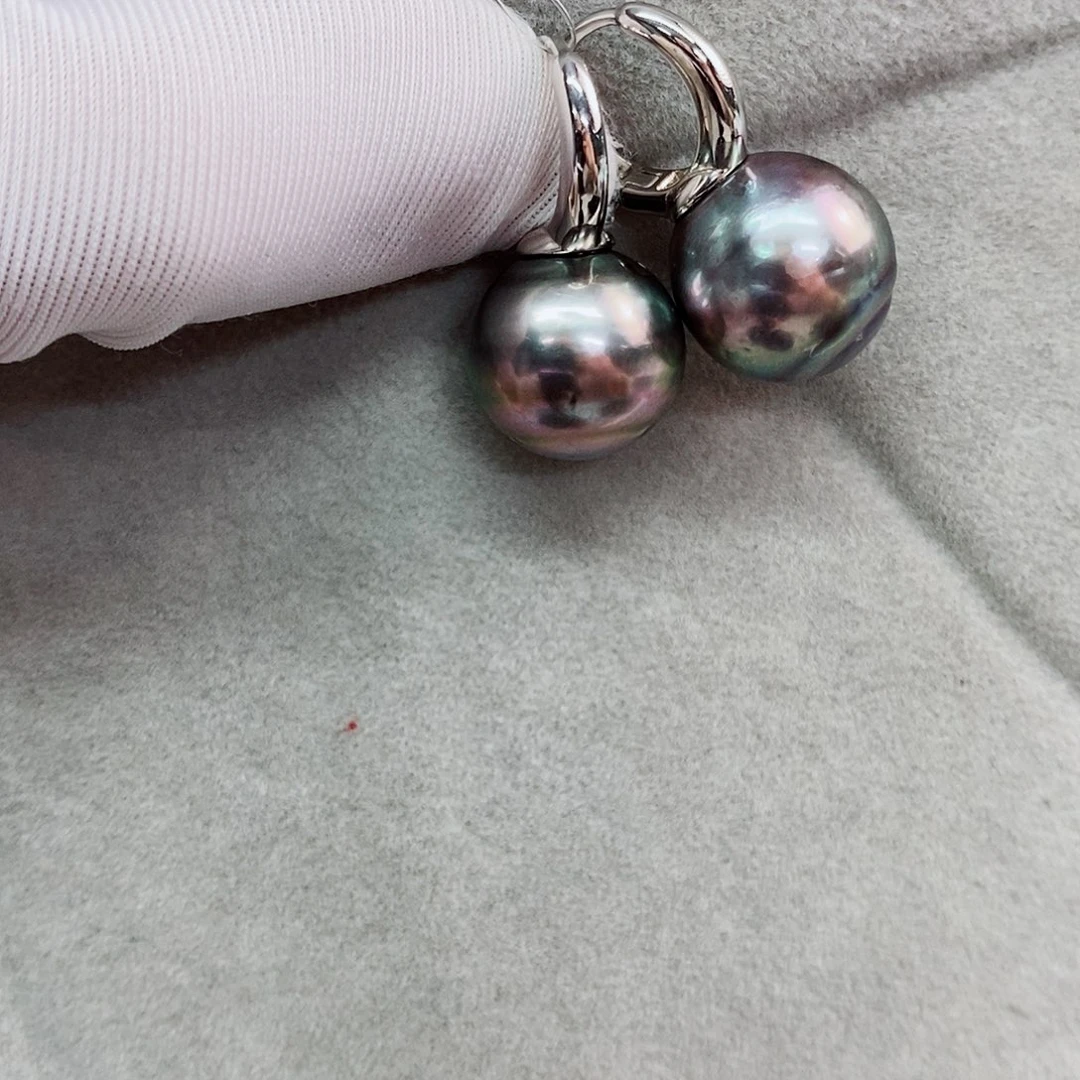 银S925镶嵌耳饰海水珍珠13-14